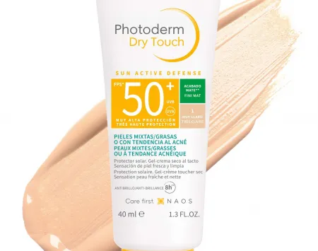 Photoderm Dry Touch FPS 50+, un protector solar con efecto mate diseñado específicamente para pieles como la tuya.